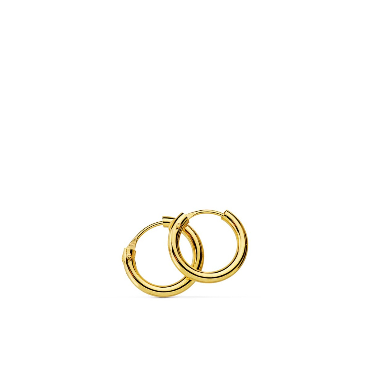 18K PENDIENTES AROS REDONDOS LISOS LIGEROS ORO AMARILLO 10X1.50 MM