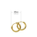 18K PENDIENTES AROS REDONDOS LISOS LIGEROS ORO AMARILLO 10X1.50 MM