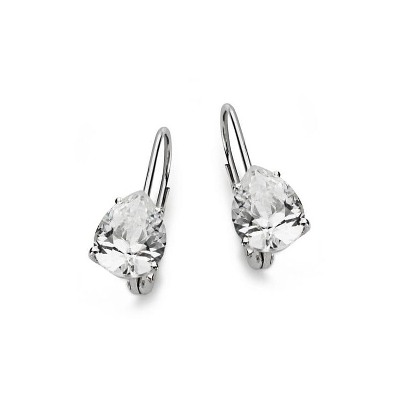 18K PENDIENTES CIRCONITA PERA ORO BLANCO 21X8 MM CIERRE GANCHO