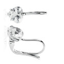 18K PENDIENTES ORO BLANCO PIEDRA CORAZON 7X7 MM CIERRE GANCHO