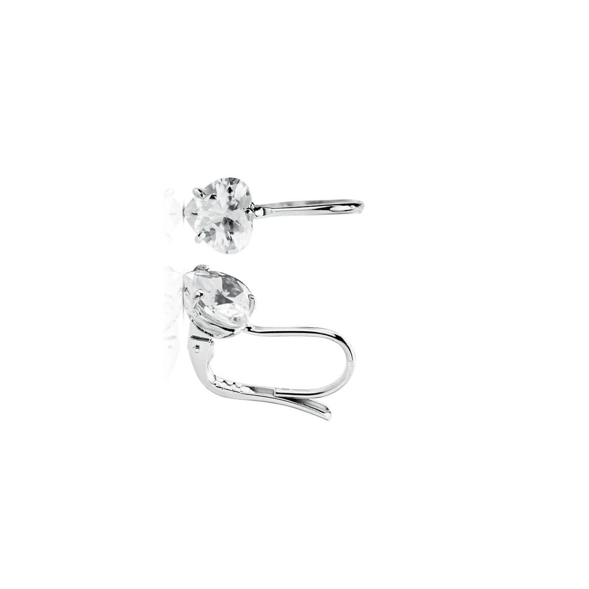 18K PENDIENTES ORO BLANCO PIEDRA CORAZON 7X7 MM CIERRE GANCHO