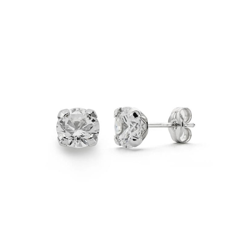 18K PENDIENTES ORO BLANCO GARRAS CIRCONITA 6X6 MM