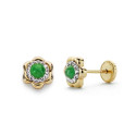 18K PENDIENTES ESMERALDA Y CIRCONITA 6 MM