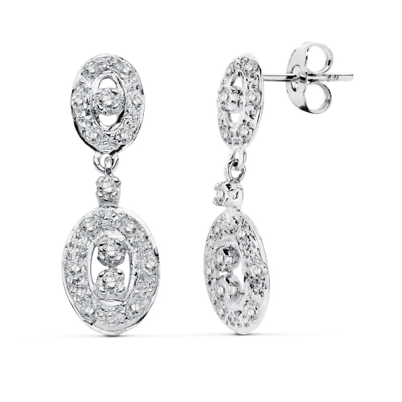 18K PENDIENTES ORO BLANCO CIRCONITA CIERRE PRESION