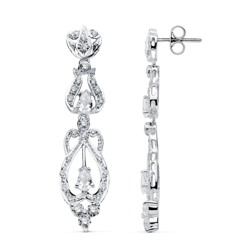 18K PENDIENTES ORO BLANCO CIRCONITA PRESION