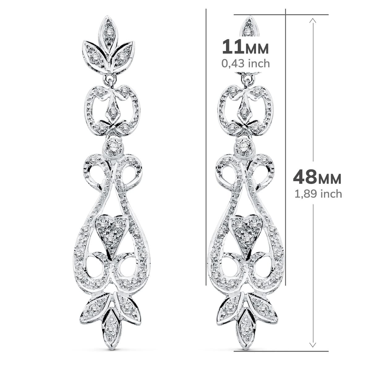 18K PENDIENTES ORO BLANCO CIRCONITA PRESION