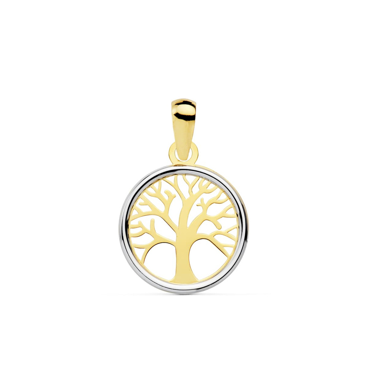 18K COLGANTE AMULETO ARBOL DE LA VIDA BICOLOR 12 MM