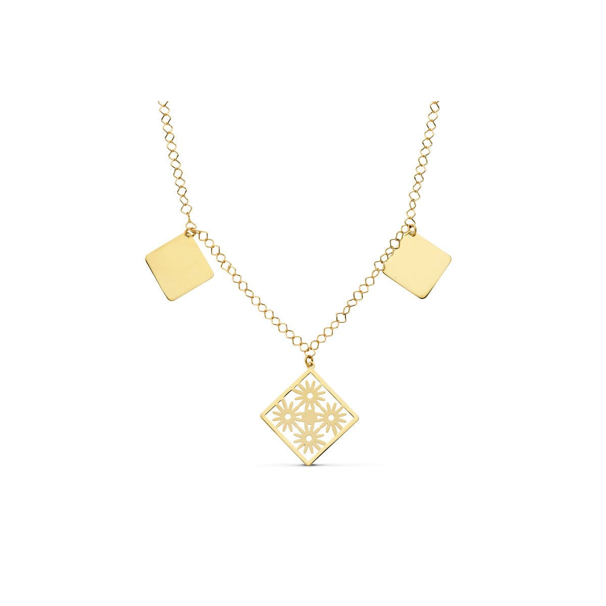 18K COLLAR ORO AMARILLO ROMBOS 44CM