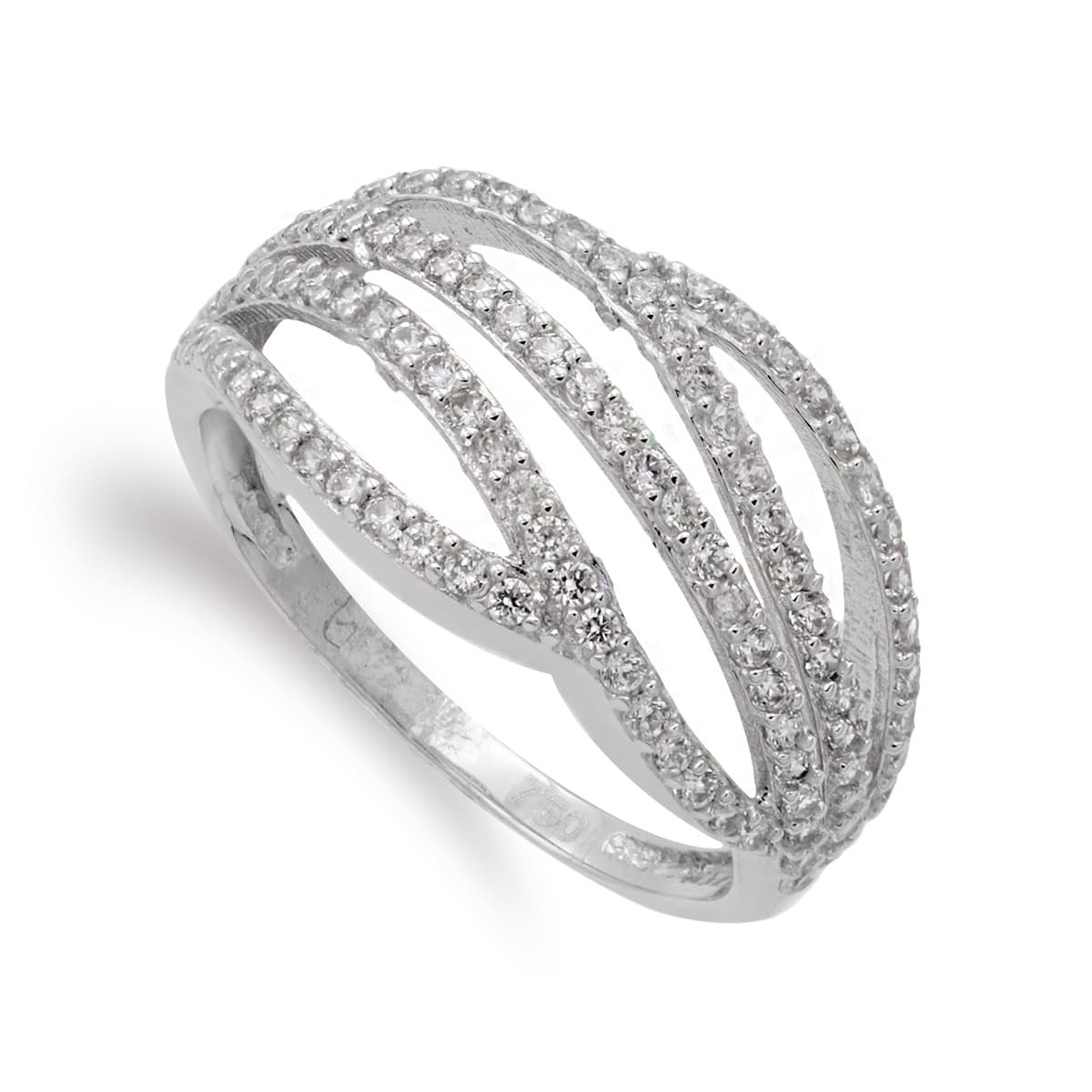 18K SORTIJA ORO BLANCO CON CIRCONITAS. ANCHO: 10,5 MM