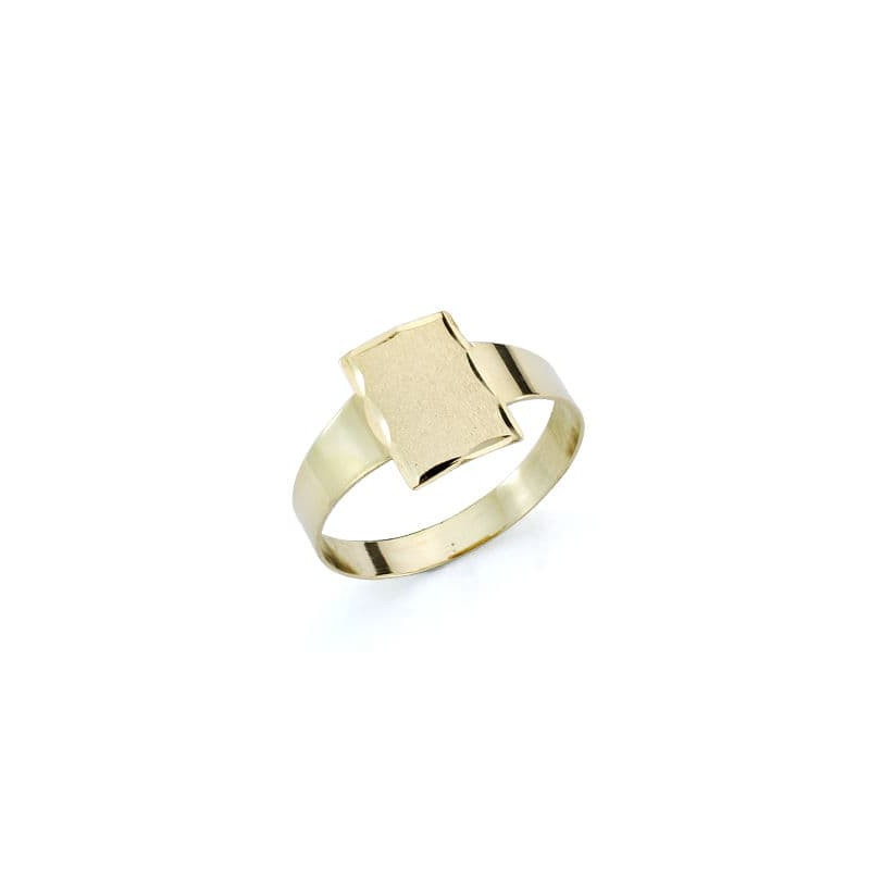 18K SELLO ORO AMARILLO BEBE RECTANGULAR BORDE TALLADO. MEDIDA: 8,5 X 6 MM