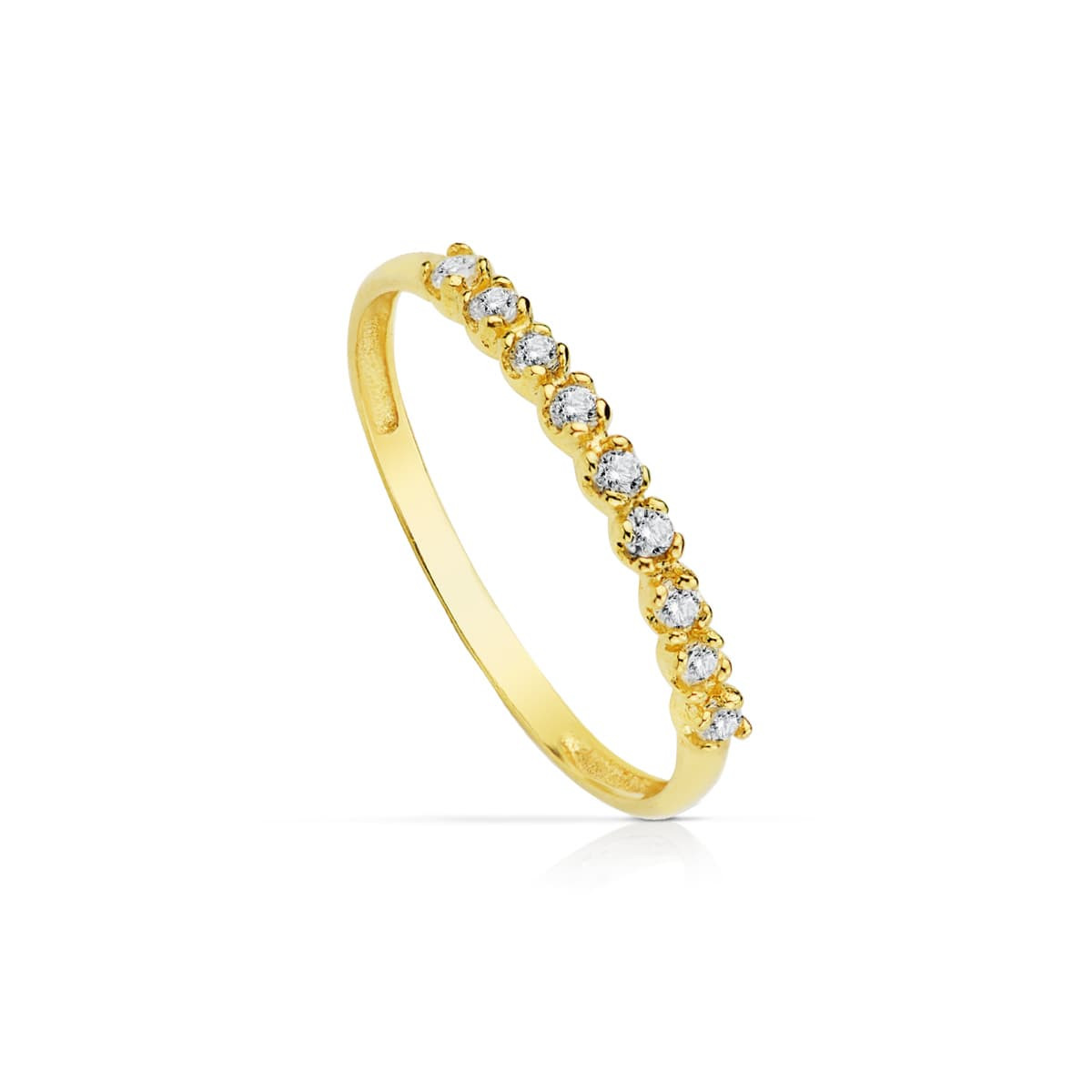18K SORTIJA ORO AMARILLO 9 CIRCONITA GROSOR 2 MM