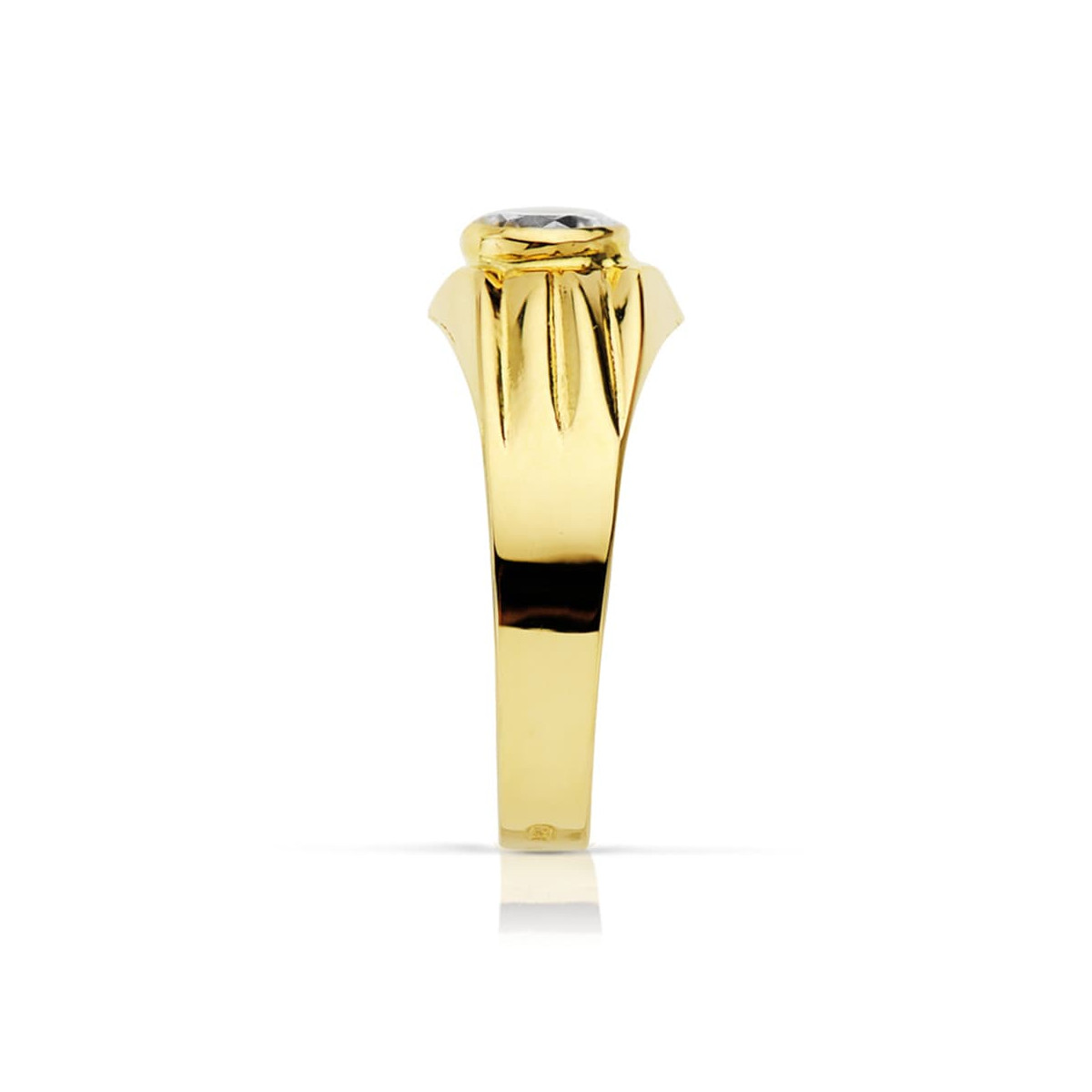 18K SOLITARIO ORO AMARILLO HUECO CON CIRCONITA EN BOCEL DE 5 MM
