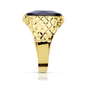 18K SELLO ORO AMARILLO HUECO PIEDRA OVAL ZAFIRO SPINEL 14X10 MM