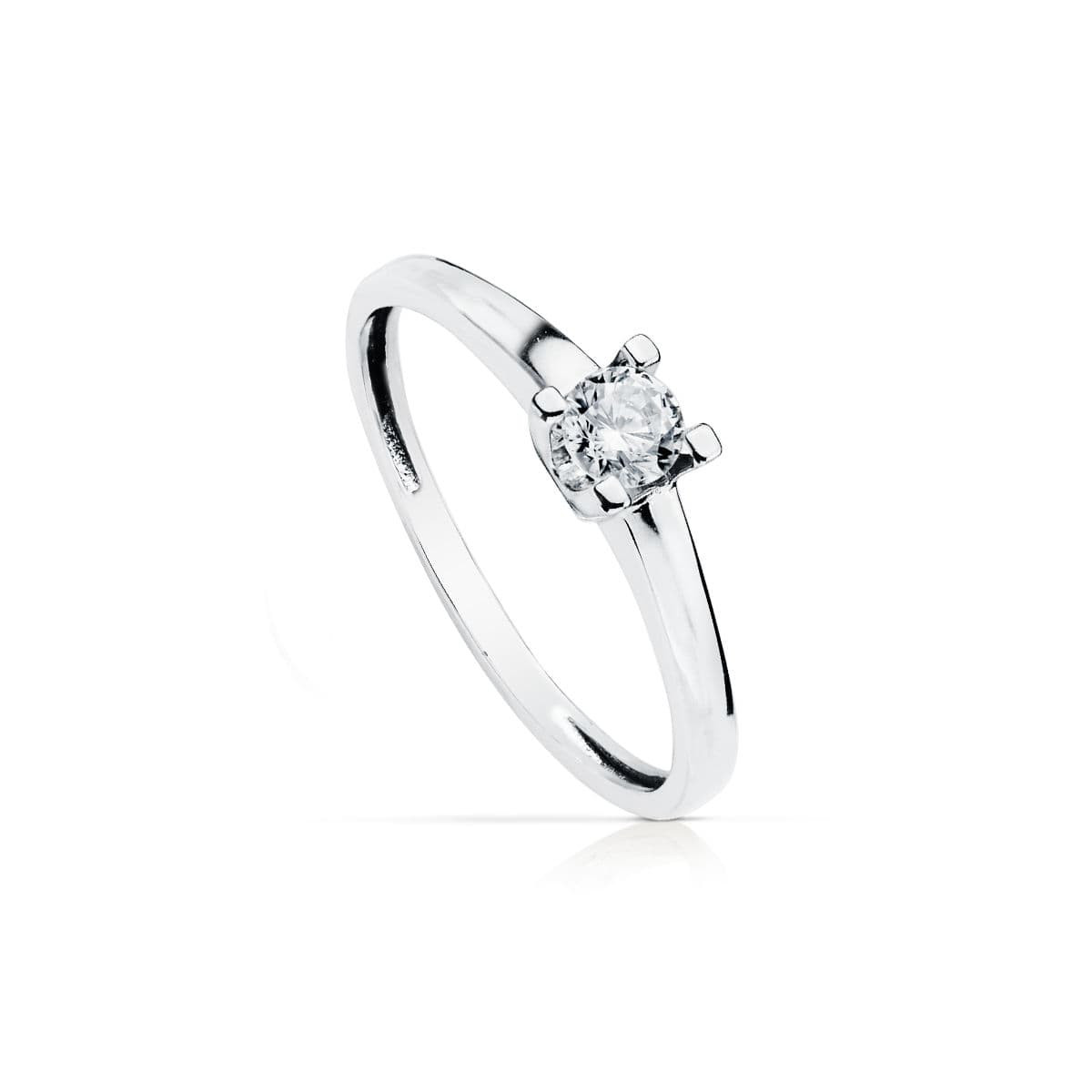 18K SOLITARIO ORO BLANCO 4 GARRAS CON CIRCONITA DE 4 MM