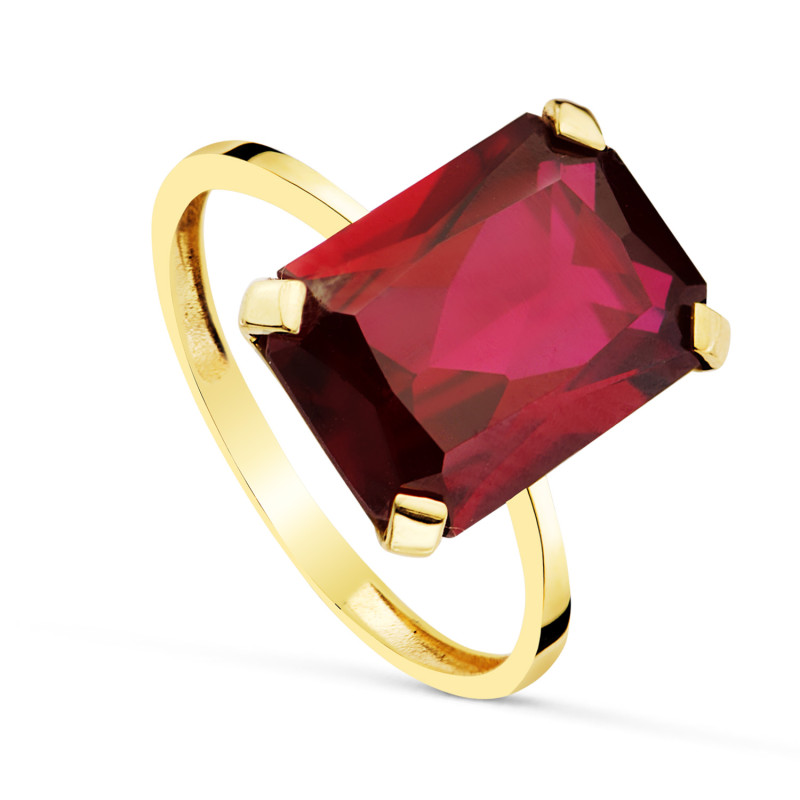18K SORTIJA ORO AMARILLO PIEDRA RUBI SPINEL 14 X 10 MM. ANCHO CUERPO: 2MM
