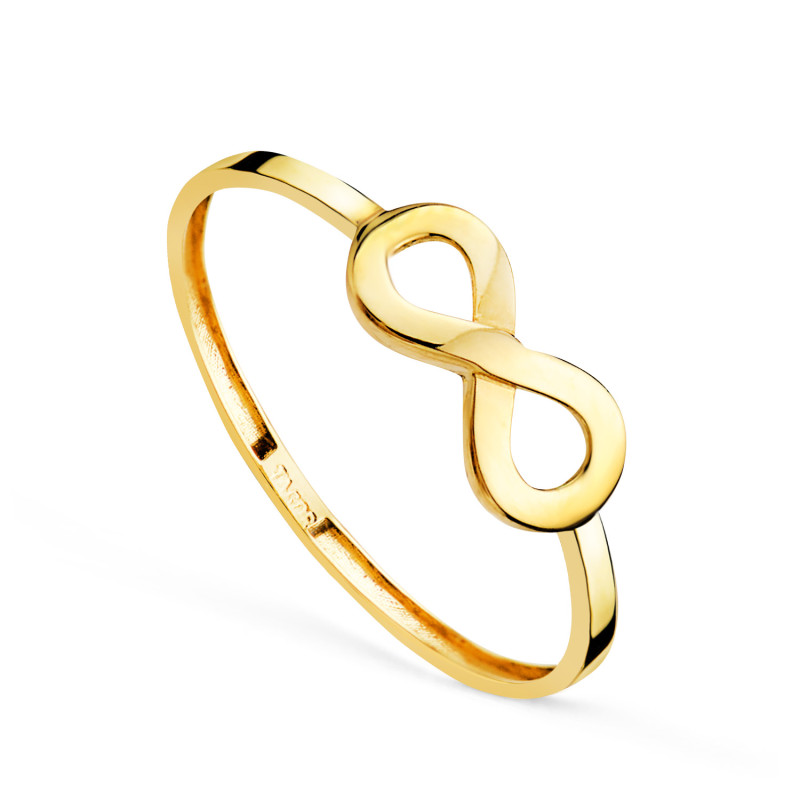 18K SORTIJA ORO AMARILLO LISA INFINITO CALADO DE 11X5 MM.