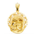 18K COLGANTE ORO AMARILLO CABEZA DE CRISTO AUREOLA 29X27 MM