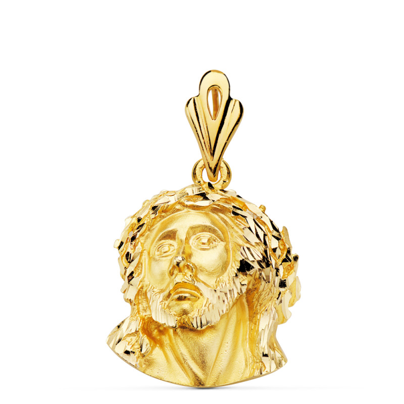 18K COLGANTE ORO AMARILLO CABEZA DE CRISTO DE MURILLO 21X17 MM