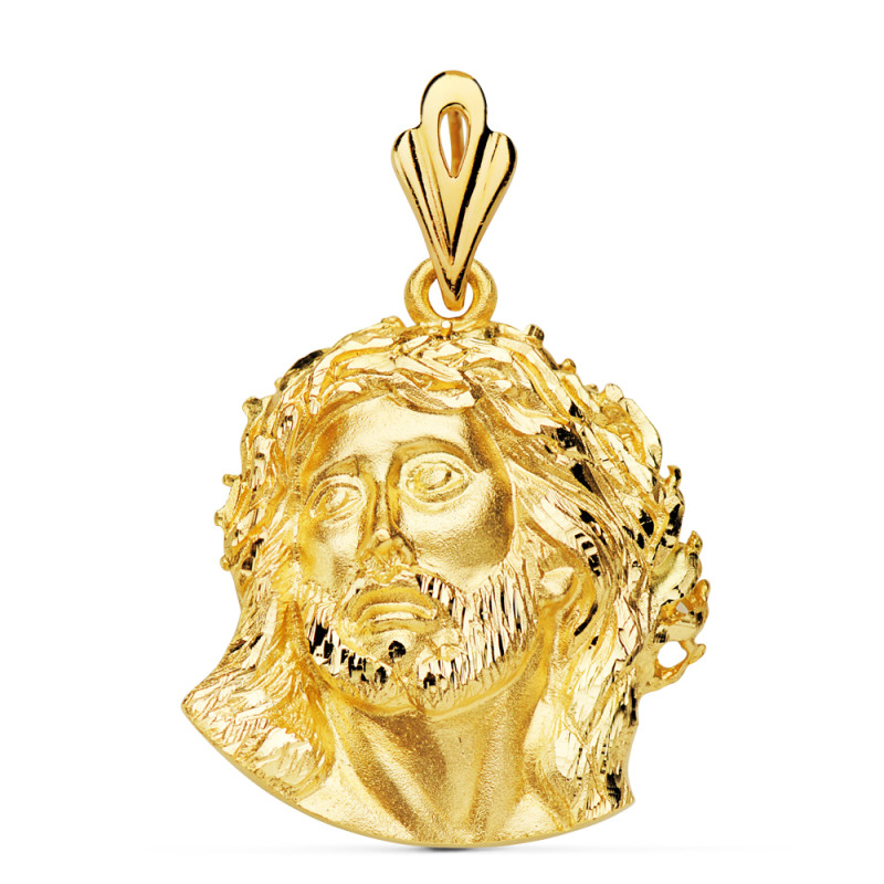 18K COLGANTE ORO AMARILLO CABEZA DE CRISTO DE MURILLO 25X24 MM