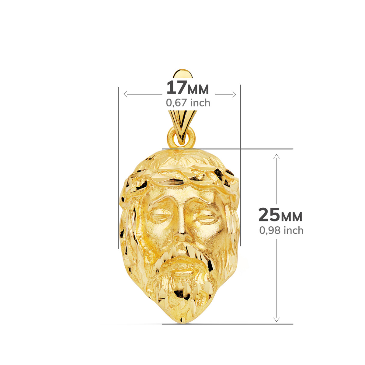 18K COLGANTE ORO AMARILLO CABEZA DE CRISTO  25X17 MM