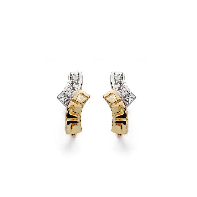 18K PENDIENTES BICOLOR CIRCONITA 13X6 MM CIERRE CATALAN