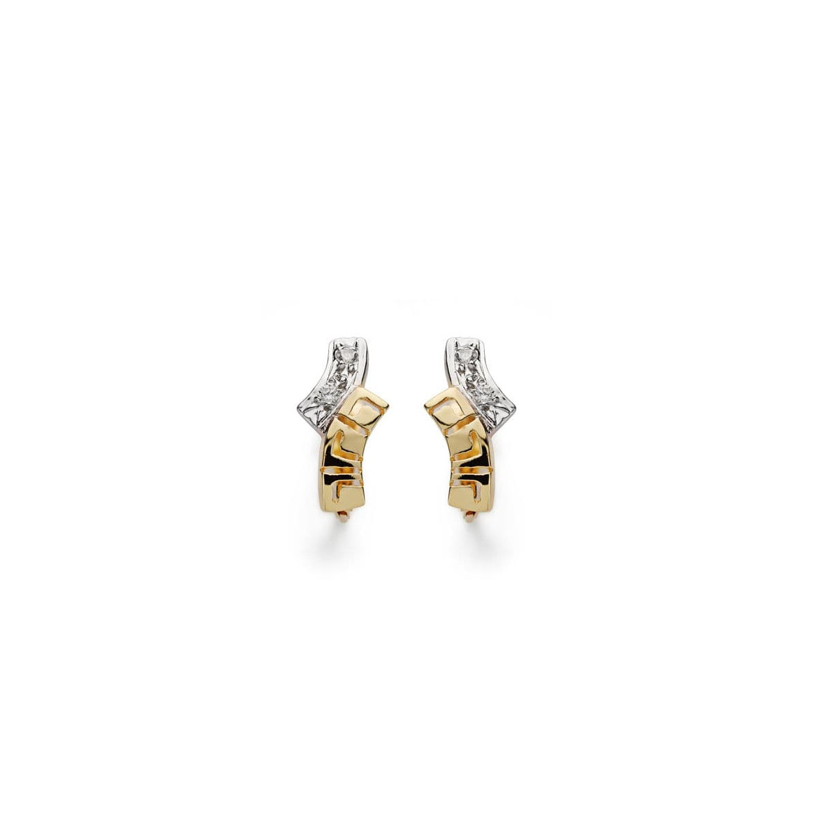 18K PENDIENTES BICOLOR CIRCONITA 13X6 MM CIERRE CATALAN