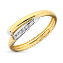 18K SORTIJA ORO BICOLOR CRUZADA CON CIRCONITAS CARRIL. ANCHO 5 MM