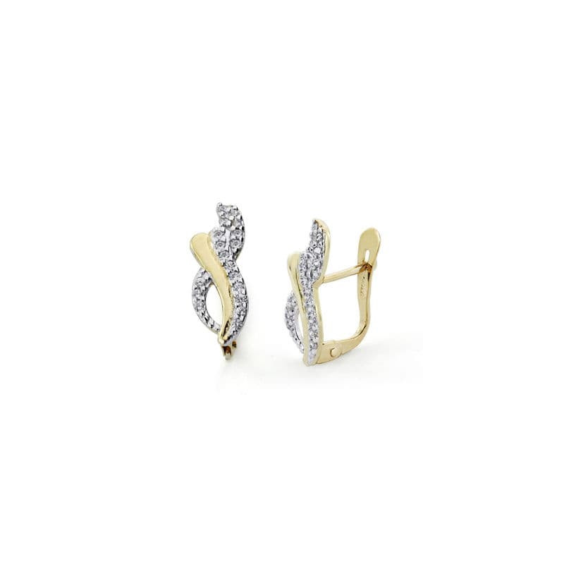 18K PENDIENTES ORO BICOLOR COMUNION CIRCONITA 14X5 MM CIERRE CATALAN