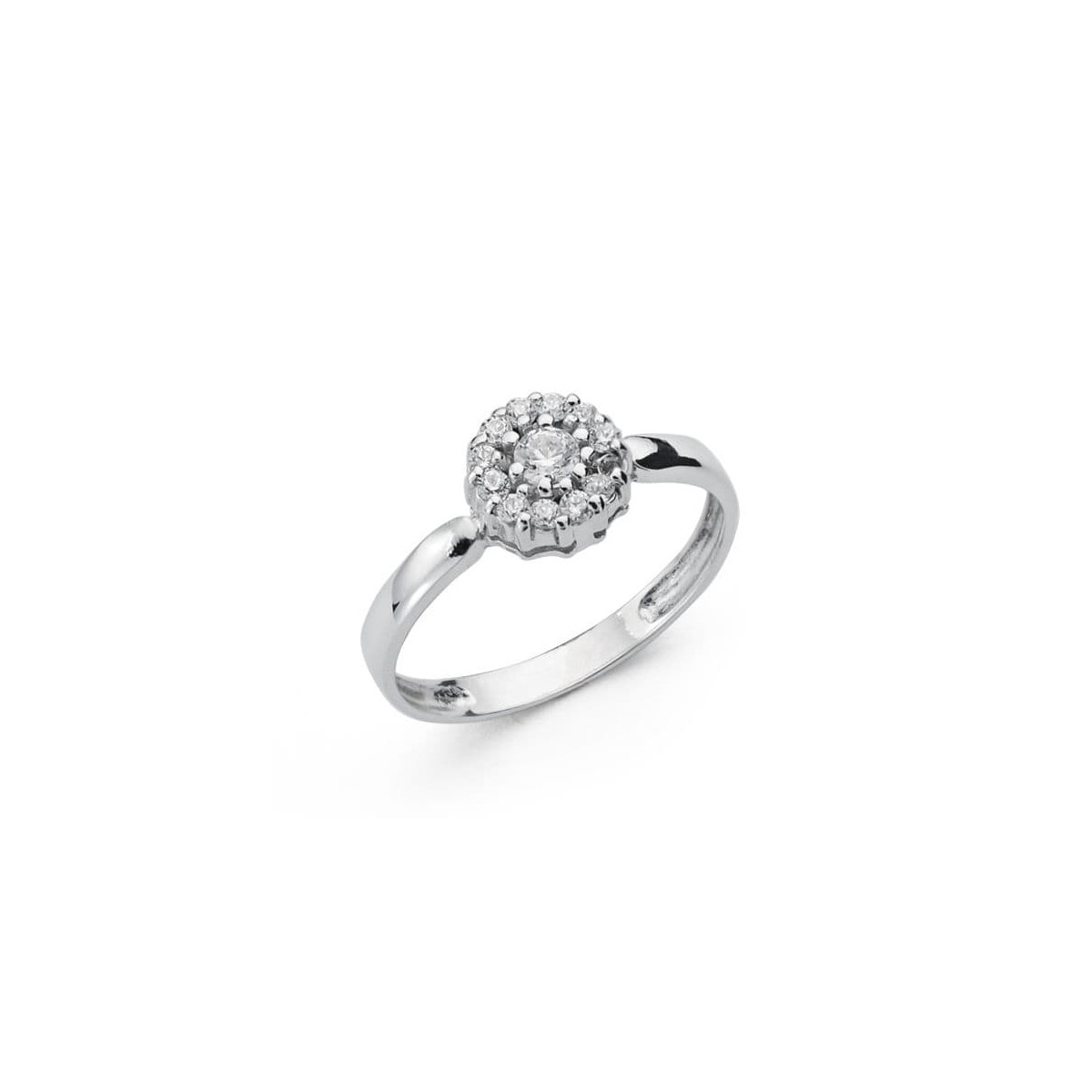 18K SORTIJA ORO BLANCO CUAJO CON CIRCONITAS. ANCHO: 4 MM