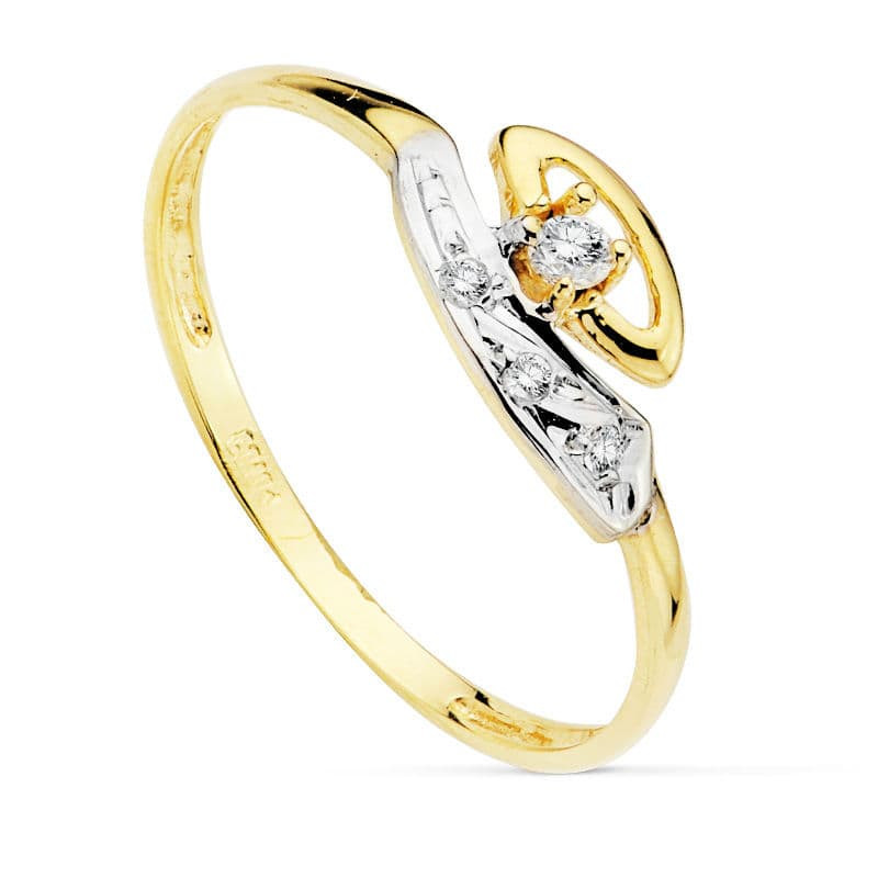 18K SORTIJA ORO AMARILLO CON CIRCONITAS. ANCHO: 6 MM