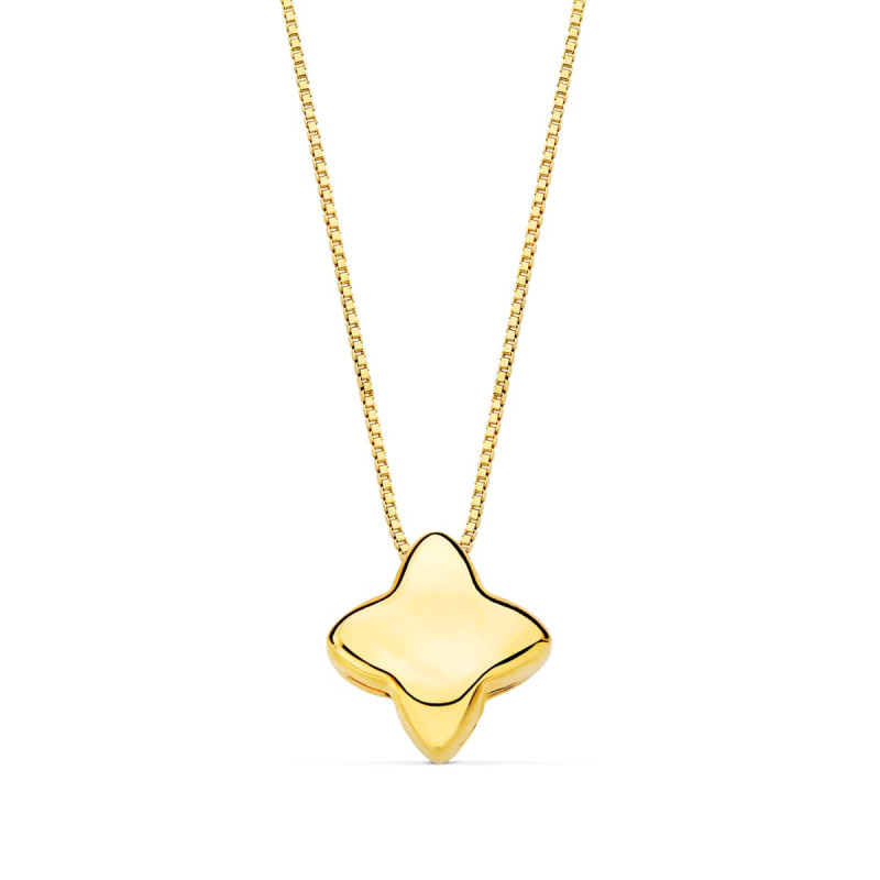 18K GARGANTILLA ORO AMARILLO ESTRELLA LISA 6.5X6.5 MM CADENA VENECIANA 42 3 CM