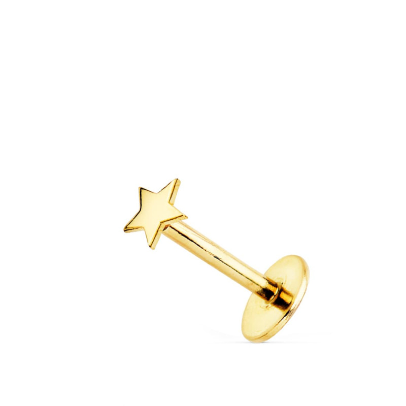 18K PIERCING OREJA ORO AMARILLO ESTRELLA LISA 3.5X3.5 MM