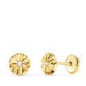 18K PENDIENTES ORO AMARILLO REDONDOS CON CIRCONITA 5 X 5 MM CIERRE TUERCA