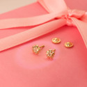 18K PENDIENTES ORO AMARILLO FLOR CON CIRCONITA 5 X 5 MM CIERRE TUERCA