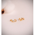 18K PENDIENTES ORO BICOLOR MEDIO ARO ESLABONES CON CIRCONITAS. MEDIDA: 13 X 3,5MM. CIERRE PRESION
