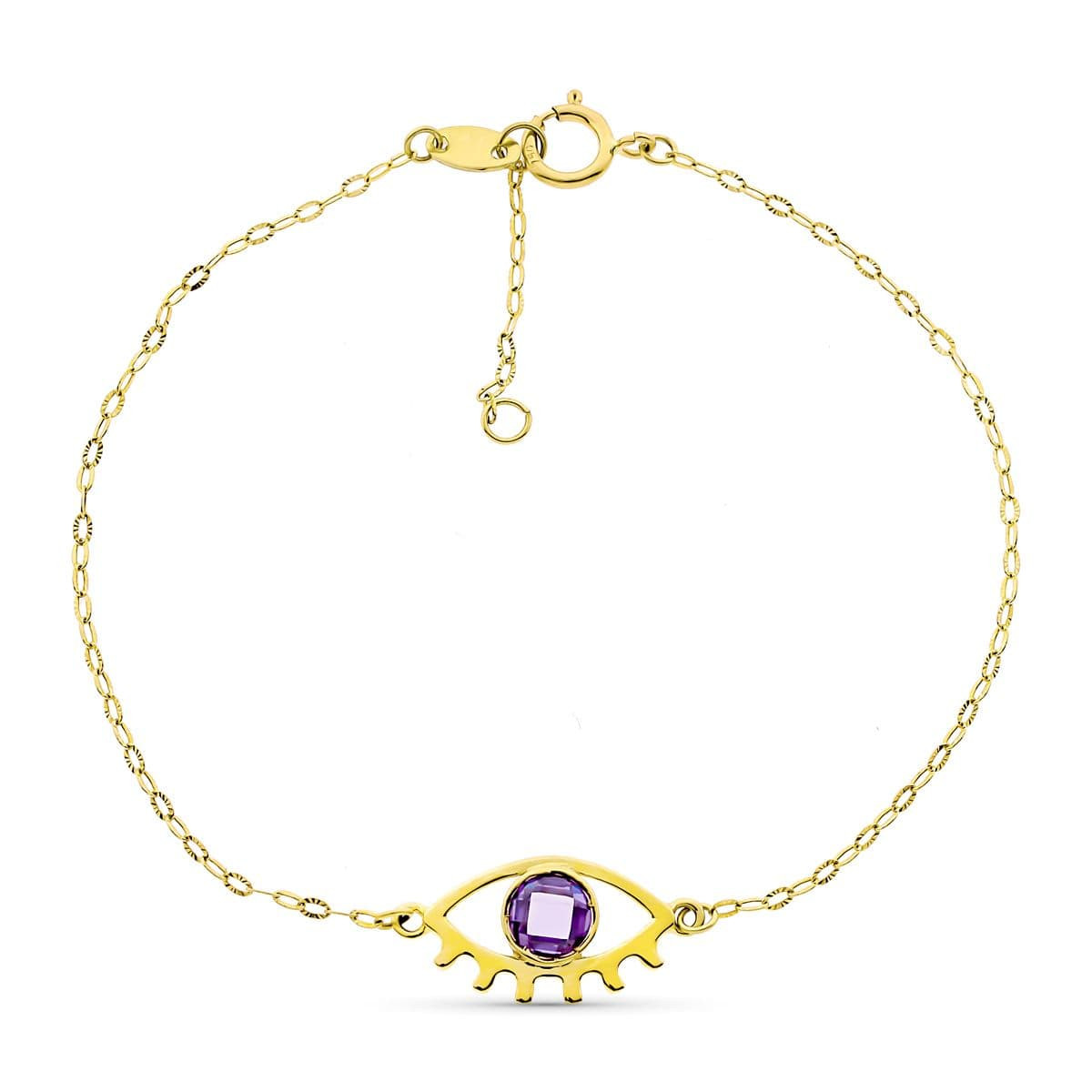 18K PULSERA ORO AMARILLO OJO 15X9 MM PIEDRA BRIOLET 5 MM 19CM