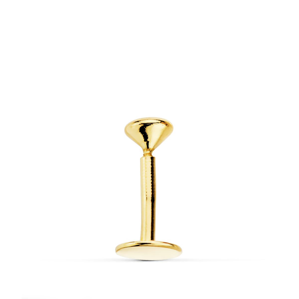18K PIERCING LABIO ORO AMARILLO CIRCONITA BOCEL 3 MM GRUESO BARRA 1.20 MM LONGITUD 7 MM TOTAL PIERCING 9 MM CIERRE TUERCA