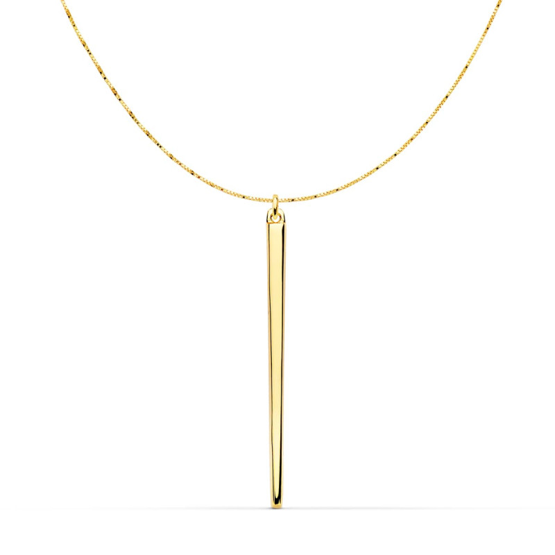 18K COLGANTE ORO AMARILLO PINCHO 30X2 MM CADENA VENECIANA 43 3CM