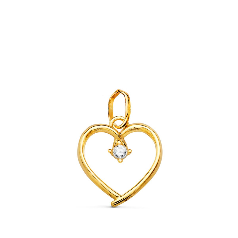 18K COLGANTE ORO AMARILLO CORAZON CON CIRCONITA DE 2 MM 13X12 MM C.AMOR
