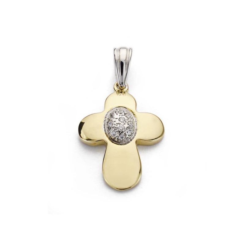 18K CRUZ BICOLOR CIRCONITA 23X17 MM