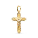 18K CRUZ ORO AMARILLO CON CRISTO TALLADA 27 X 17 MM