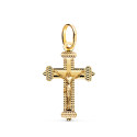 18K CRUZ ORO AMARILLO CON CRISTO TALLADA 27 X 18 MM