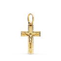 18K CRUZ ORO AMARILLO CON CRISTO TALLADA 23 X 13 MM
