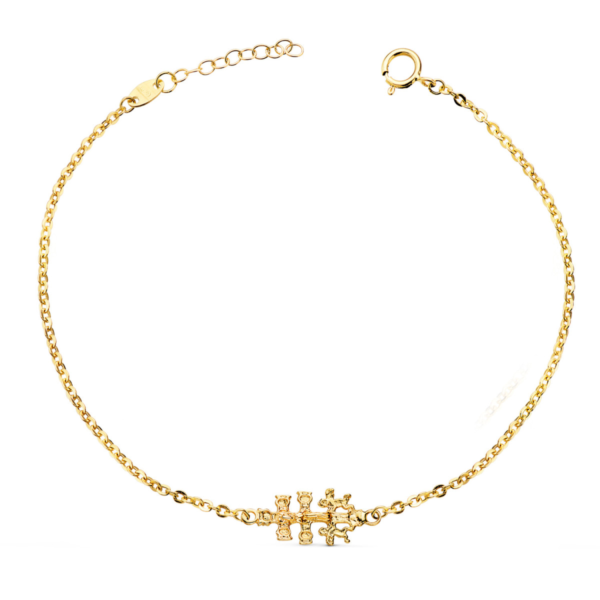 18K PULSERA ORO AMARILLO CON CRUZ CARAVACA 19X9 MM. LARGO: 18 3 CM