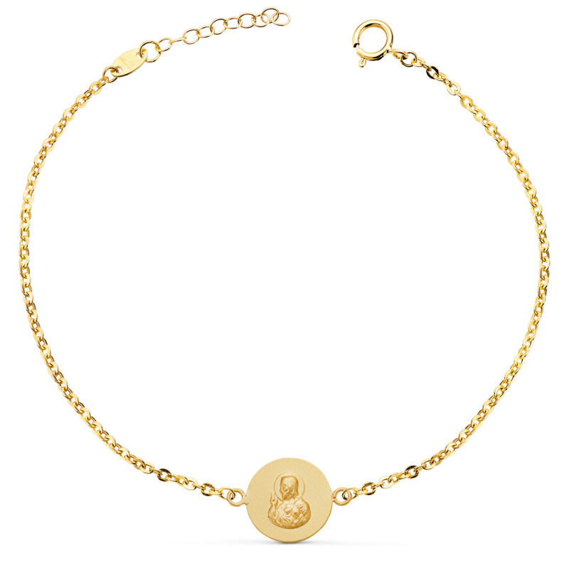18K PULSERA ORO AMARILLO ESCAPULARIO ORO AMARILLO 12 MM.  LARGO: 18 2 CM