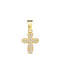 18K CRUZ ORO AMARILLO CON CIRCONITA BLANCAS. 14 X 9 MM