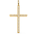 18K CRUZ ORO AMARILLO CON CIRCONITA BLANCAS 37 X 19 MM. ANILLA FIJA