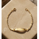 18K ESCLAVA ORO AMARILLO TALLADO MACIZO 1,5MM. PLACA CHAPA: 19X4MM. LARGO 11,5 CM