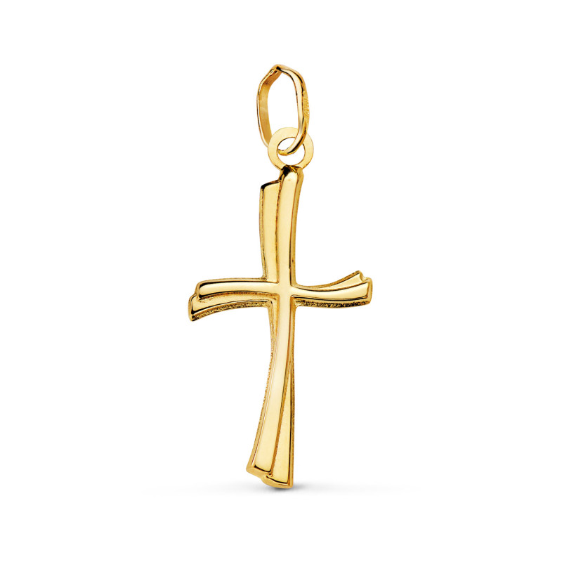 18K CRUZ ORO AMARILLO LISA EN BRILLO HUECA 21 X 12 MM