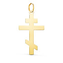 18K COLGANTE ORO AMARILLO CRUZ ORTODOXA SILUETA EN BRILLO. 28 X 15 MM